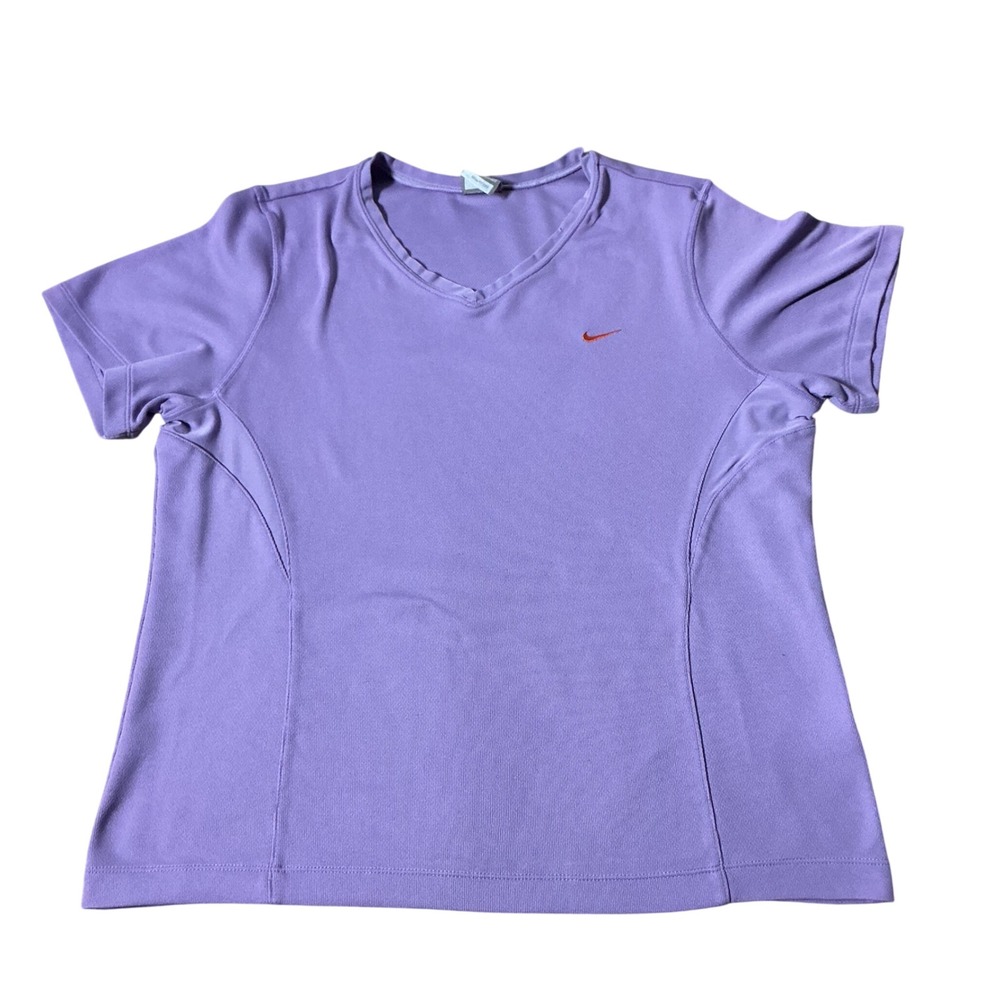 Y2K Nike Fit Dry Gorpcore Womens V-Neck Athletic Training Shirt Purple XL
